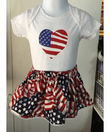 July 4th American Flag Short Sleeve burnout bodysuit &amp; Skirt - Size 12 mo - £17.17 GBP