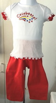 July 4th Short Sleeve Shirt with ruffled sleeves &amp; hem + knit pants - Size 18 mo - £13.35 GBP