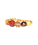 Brown and Gold Beaded Stretch Bracelet - £7.92 GBP