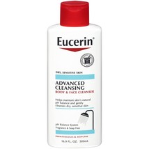 Eucerin Advanced Cleansing Body &amp; Face Cleanser 16.9 Ounce (500ml) (Pack of 3) - £53.56 GBP