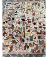 Antique 1880s Era Hand Made Crazy Quilt As-Is Victorian Embroidered Sati... - €77,26 EUR