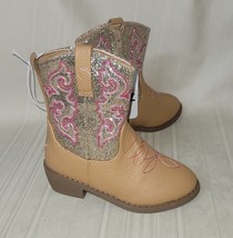 Cowboy Boots TODDLER KIDS Size US 11 Tan Textured Faux Leather Glitter B... - $15.83