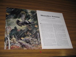 1953 Magazine Picture &quot;Thunder Grouse&quot; Bird Hunting Drawn by Arthur D. Fuller - £8.00 GBP