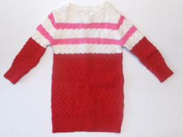 Joe Fresh Toddler Girls Sweater Dress Pink White Red Long Sleeve Size 12... - $10.62