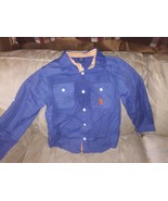 US Polo Assn Boys 6 Button Up Shirt Long Sleeve Blue Pin Stripe Orange L... - £11.66 GBP