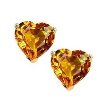 3CT Forme Coeur Citrine 14K Argent Plaqué or Jaune Solitaire Boucles D&#39;Oreilles - $50.30