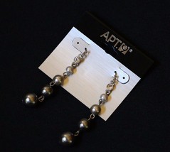 New APT 9 Pearl Style Earrings With Cubic Zirconia Stone Silver Tone Jewelry - £7.95 GBP