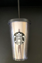 Starbucks Silver Glitter  16oz Acrylic Tumbler - Black lid &amp; straw - £11.67 GBP