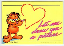 Garfield Cat Postcard Draws A Heart Jim Davis Comic Orange Tabby 1978 Comical - £7.07 GBP
