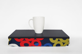 Bold print Breakfast tray, Sofa Tray, lapdesk - dark gery tray with blue... - $49.00