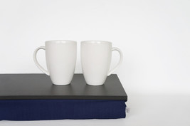 Breakfast tray, Bed serving Tray, lapdesk - dark grey tray with blue pillow - $49.00