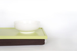 Breakfast Serving Lap Tray or Laptop Lap Desk, stand- light green with solid bro - £43.16 GBP