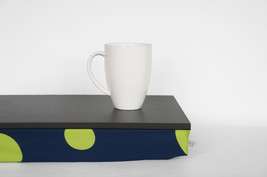 Breakfast tray, Sofa Tray, lapdesk - dark grey tray, blue with bright green XL i - £39.11 GBP