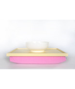 Serving tray, laptop riser- pastel yellow with pink and white stripped e... - £42.37 GBP