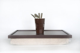 Wood Sofa tray, Breakfast serving or Laptop Lap Desk- greyish brown with natural - £43.29 GBP
