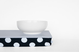 Decorative pillow tray, laptop stand- light grey tray with black and white polka - £39.50 GBP
