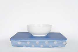 Polka dot serving tray with pillow, laptop stand- light slate blue tray ... - £38.54 GBP