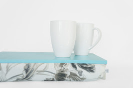 Aqua blue bed tray, Laptop stand with pillow- turquoise blue tray, off w... - £38.45 GBP