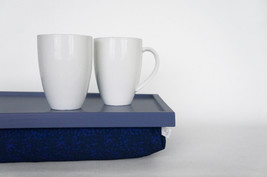 Breakfast serving pillow tray, laptop stand, riser - light slate blue wi... - £43.00 GBP