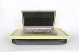 Velvet pillow Breakfast serving or Laptop Lapdesk- light green with dark... - £57.05 GBP