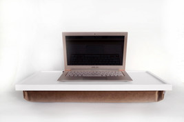 Velvet pillow Breakfast serving or Laptop Lapdesk- off white with taupe ... - £51.95 GBP