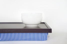 Breakfast serving pillow tray, laptop stand, riser - dark plum purple with blue  - $60.00