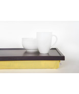 Serving tray, desk with cushion-dark plum purple with yellow and white c... - £42.37 GBP