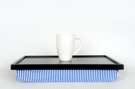 Breakfast serving pillow tray, laptop stand, riser - black with blue and... - £47.19 GBP