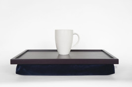 Velvet pillow serving tray, Laptop Lapdesk- dark plum purple with dark b... - £51.14 GBP