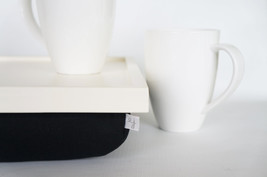 Stable table, iPad stand or Breakfast serving Tray - bright white with soft blac - $60.00