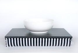 Breakfasts in Bed Tray - dark graphite grey with black and white striped Pillow - £39.07 GBP
