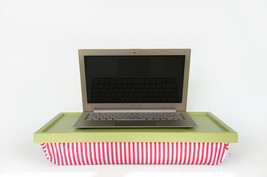 Breakfast serving pillow tray, laptop stand, riser - light green with wa... - $54.00