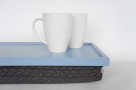 Breakfast Serving Lap Tray or Laptop Lap Desk, stand- light bluewith gre... - £47.40 GBP