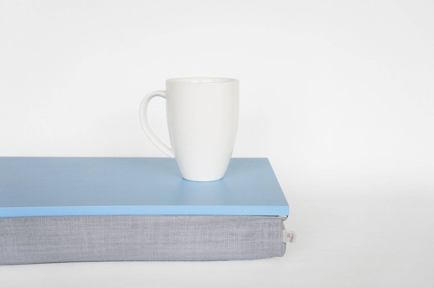 Primary image for Breakfast Serving tray with pillow without edges - light blue with Grey cotton l