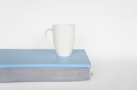 Breakfast Serving tray with pillow without edges - light blue with Grey cotton l - $49.00