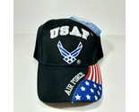 USAF AIR FORCE WING SIDE USA FLAG BALL CAP HAT BLACK Officially Licensed - $15.83