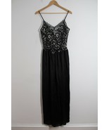 Vtg UCW Undercover Wear M Black Lace Floral Top Maxi Slip Lingerie - $47.49