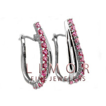 1CT Women's Unique Pink Sapphire 14K Y OR W Gold Plated 925 Silver Hoop Earrings - $42.49