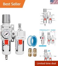 3/4" NPT Compressed Air Filter Regulator Lubricator Combo FRL Water/Oil ... - $138.58