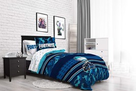 7 PC Fortnite Battle Bus Blue Full Queen Size Bed Bedding Set Comforter Sheets - £78.22 GBP