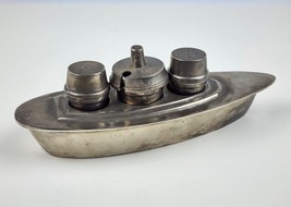 Vintage Silverplate Salt Peppers &amp; Condiment boat caddy Heavy, unmarked - $31.67