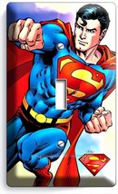 Retro Superman Superhero Single Light Switch Wall Plate Cover Boys Bedroom Decor - £8.64 GBP