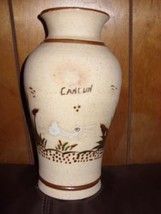 Hand Painted Stoneware Vase, Cancun Mexico Folkart Rabbit - $39.00