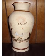 Hand Painted Stoneware Vase, Cancun Mexico Folkart Rabbit - $39.00