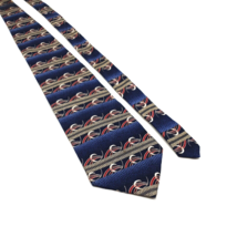 Evan Picone Mens Dress Tie Suit 100% Silk Shirt Accessory Designer Red  Blue - £11.77 GBP