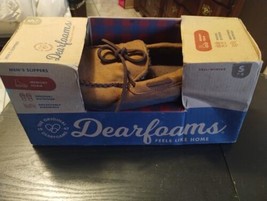 NWT Dearfoams Mens Memory Foam Total Comfort Slippers Shoes Size Small 7-8 Brown - £10.82 GBP