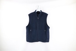 Vintage 90s Gap Mens Small Faded Blank Full Zip Fleece Vest Jacket Navy Blue - £38.89 GBP