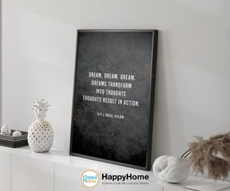 A.P.J Abdul Kalam Quote Wall Art Dreams Result in Action Inspirational Art -P799 - £19.34 GBP+