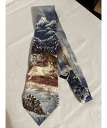 Mens Neck Tie Endangered Species Approx 56X4” Silk Red Fox Snowshoe Hare... - £11.58 GBP