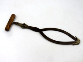 Antique Primitive Ice Tongs Clamp Holder Wood Handle Blacksmith - £9.67 GBP